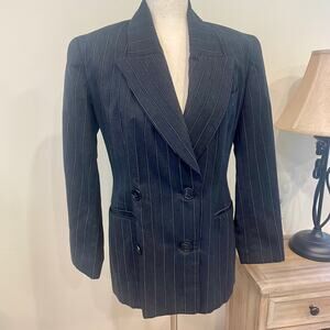 Vintage MARK EISEN COUTURE Pin Stripe Double Breasted Blazer Sz 4